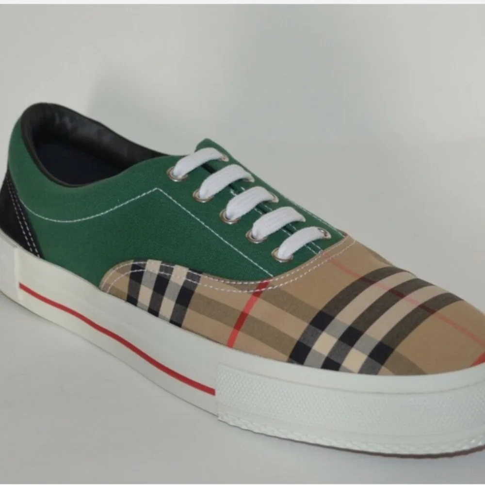 NIB BURBERRY MENS ARCHIVE CAL SUEDE COTTON VINTAGE CHECK Sneakers size uk6 eur40 - Picture 5 of 5
